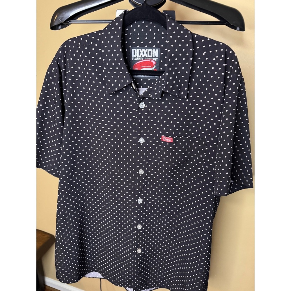 Dixxon Flannel Co Mens Black White Polka Dot Short Sleeve Button Up Shirt
